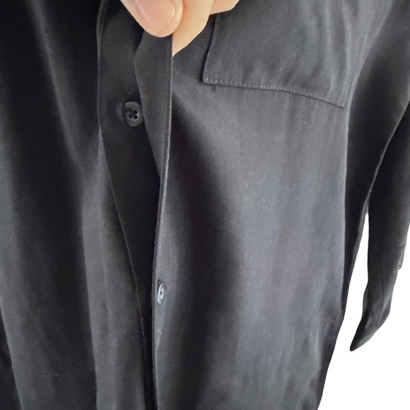 Chapter Shirt Mens Large Black Tencel Oversized Button Front Pocket Longline - Picture 10 of 16
